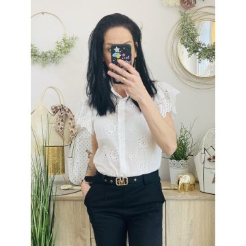 Amo Roma madeira mintás blúz, fehér