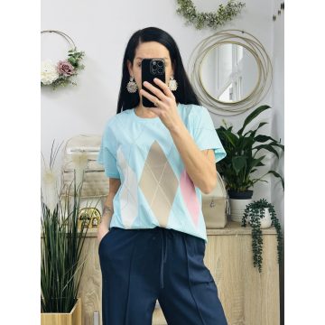 Klau káró mintás felső, türkiz