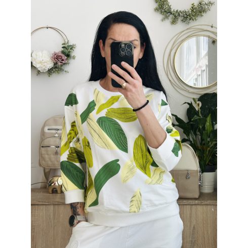 Megi leveles felső, zöld