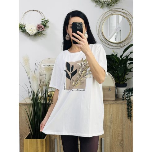 Kamilla nagyméretű felső, fehér