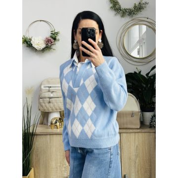 Vicbee káró mintás pulcsi, világoskék