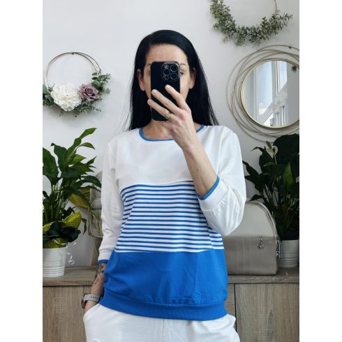 Megi csíkos felső, királykék