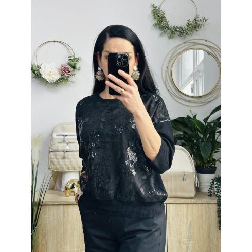 Beauty Women, flitteres felső, fekete