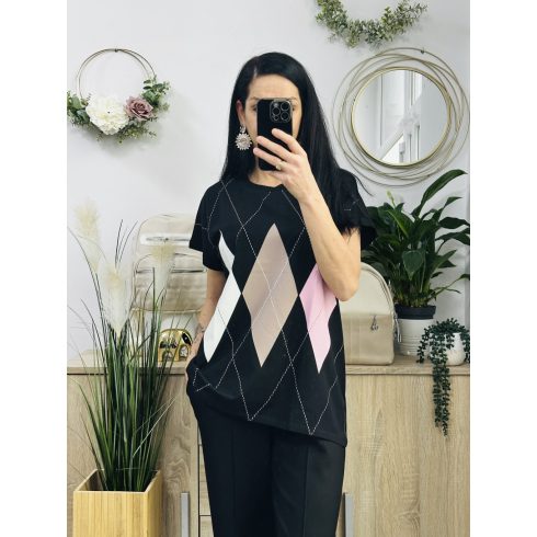 Klau káró mintás felső, fekete