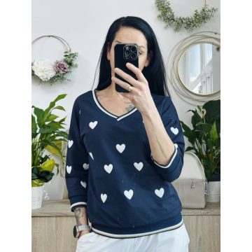 Megi szivecskés felső, sötétkék