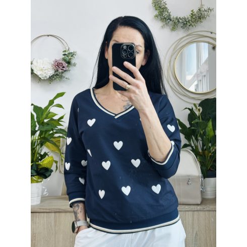 Megi szivecskés felső, sötétkék