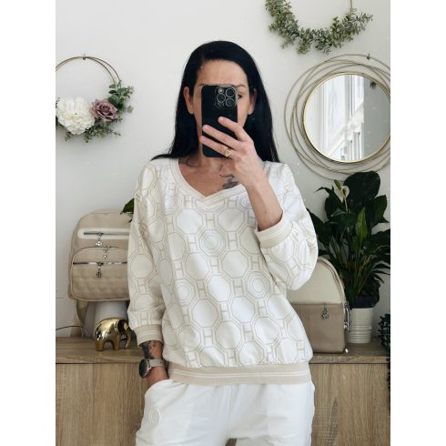 Megi 8 szöges felső, krém