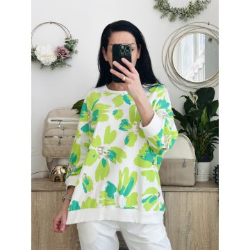 Megi nagyobb fazonú mintás felső, zöld
