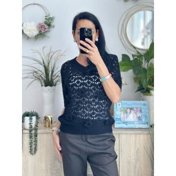 E-Woman horgolt felső, fekete