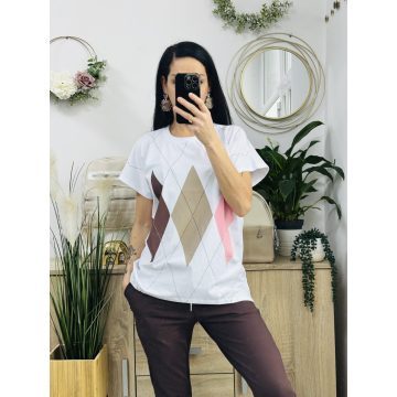 Klau káró mintás felső, fehér