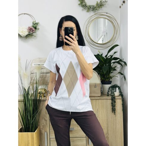 Klau káró mintás felső, fehér