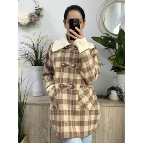 Olasz Anasztázia kabát, világosbarna