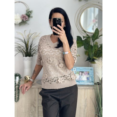 E-Woman horgolt felső, mogyoró